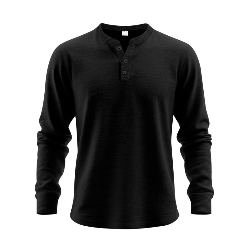 Men‘s Cotton Waffle-Knit Henley Shirt
