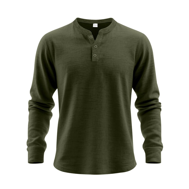 Men‘s Cotton Waffle-Knit Henley Shirt
