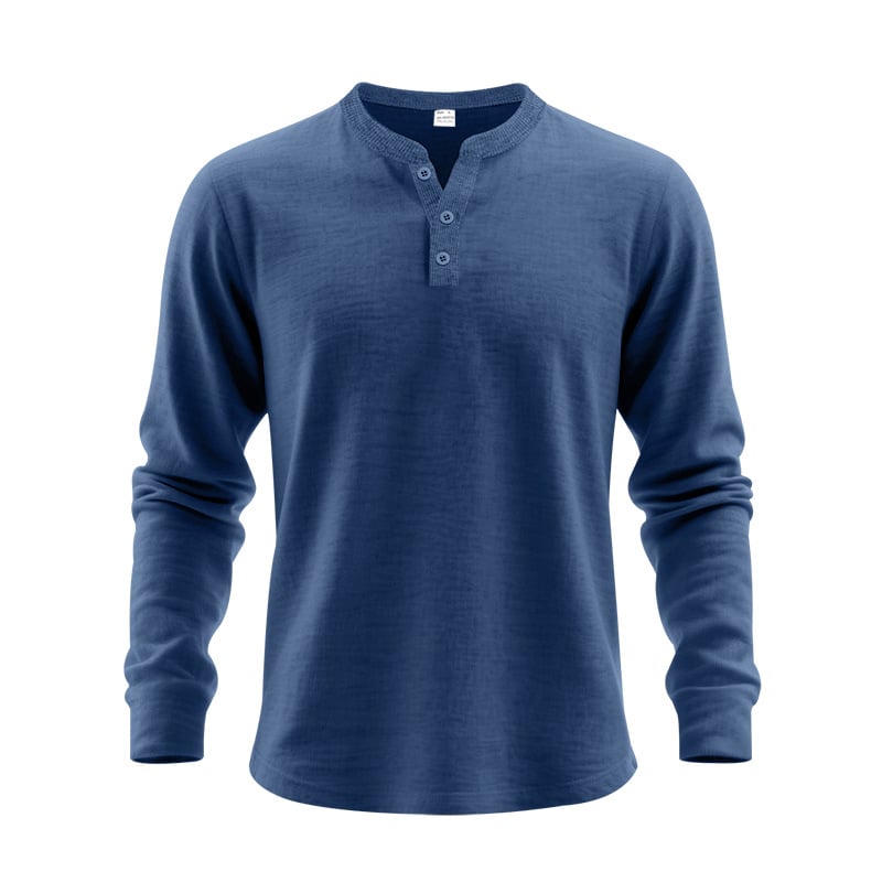 Men‘s Cotton Waffle-Knit Henley Shirt