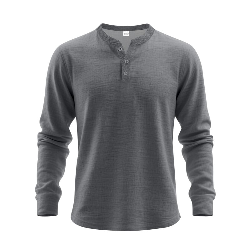 Men‘s Cotton Waffle-Knit Henley Shirt