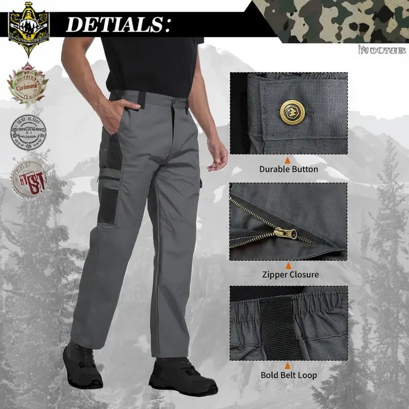 🔥LAST DAY 49%---Men's Waterproof Tactical Work Pants - Solid Color with Multi-Pockets for Outdoor Activities---Buy 2 Get 10% Off & Free Shipping