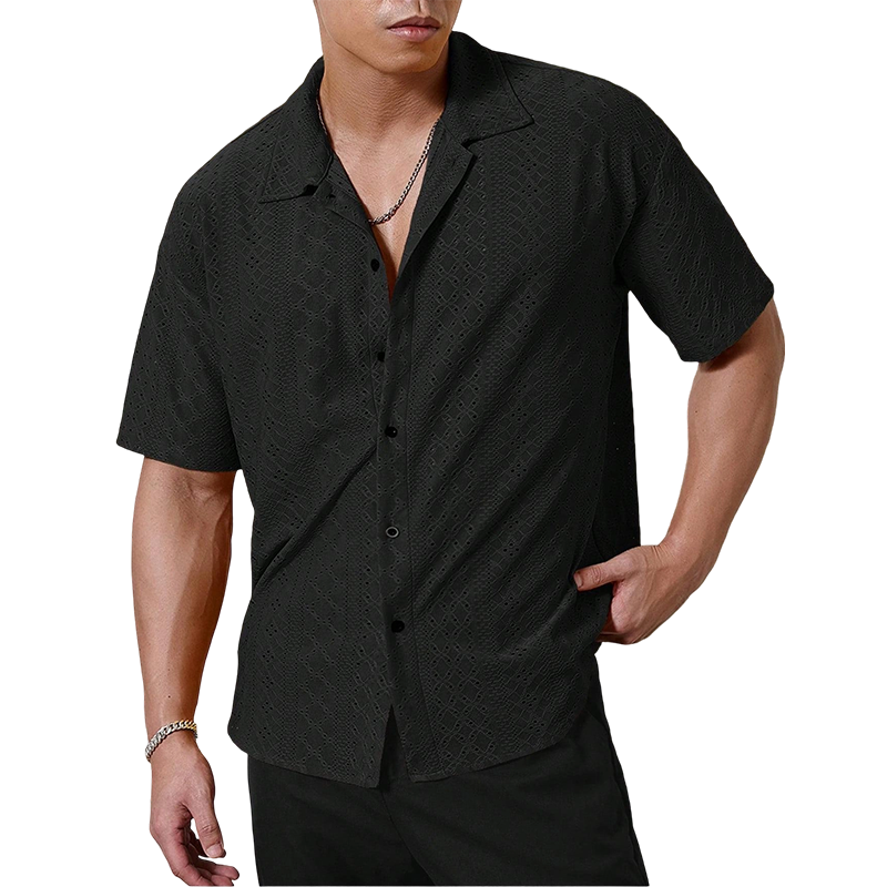 Men's Hollow-Out Short Sleeve Button Shirt---Buy 2 Get Extra 10% Off& Free Shipping