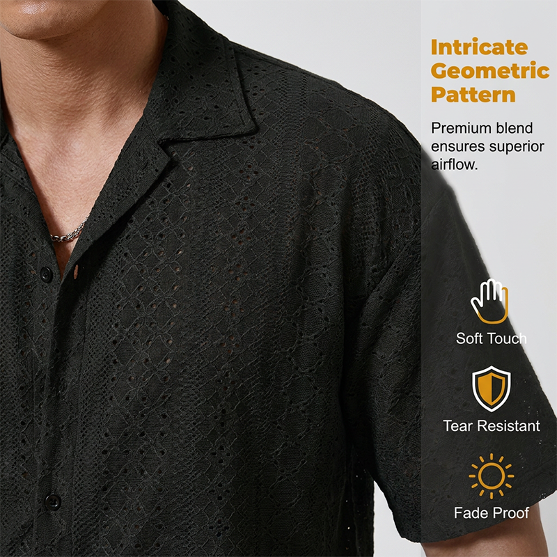 Men's Hollow-Out Short Sleeve Button Shirt---Buy 2 Get Extra 10% Off& Free Shipping