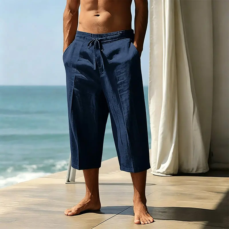 Men’s Breathable Tencel Trousers – Relaxed Fit, Mid-Length, Soft Drape, Ideal for Summer Casual---Buy 2 Get 15% Off & Free Shipping!