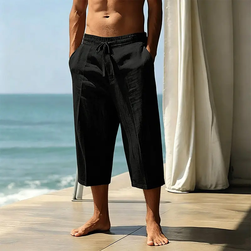 Men’s Breathable Tencel Trousers – Relaxed Fit, Mid-Length, Soft Drape, Ideal for Summer Casual---Buy 2 Get 15% Off & Free Shipping!