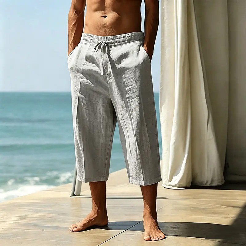 Men’s Breathable Tencel Trousers – Relaxed Fit, Mid-Length, Soft Drape, Ideal for Summer Casual---Buy 2 Get 15% Off & Free Shipping!