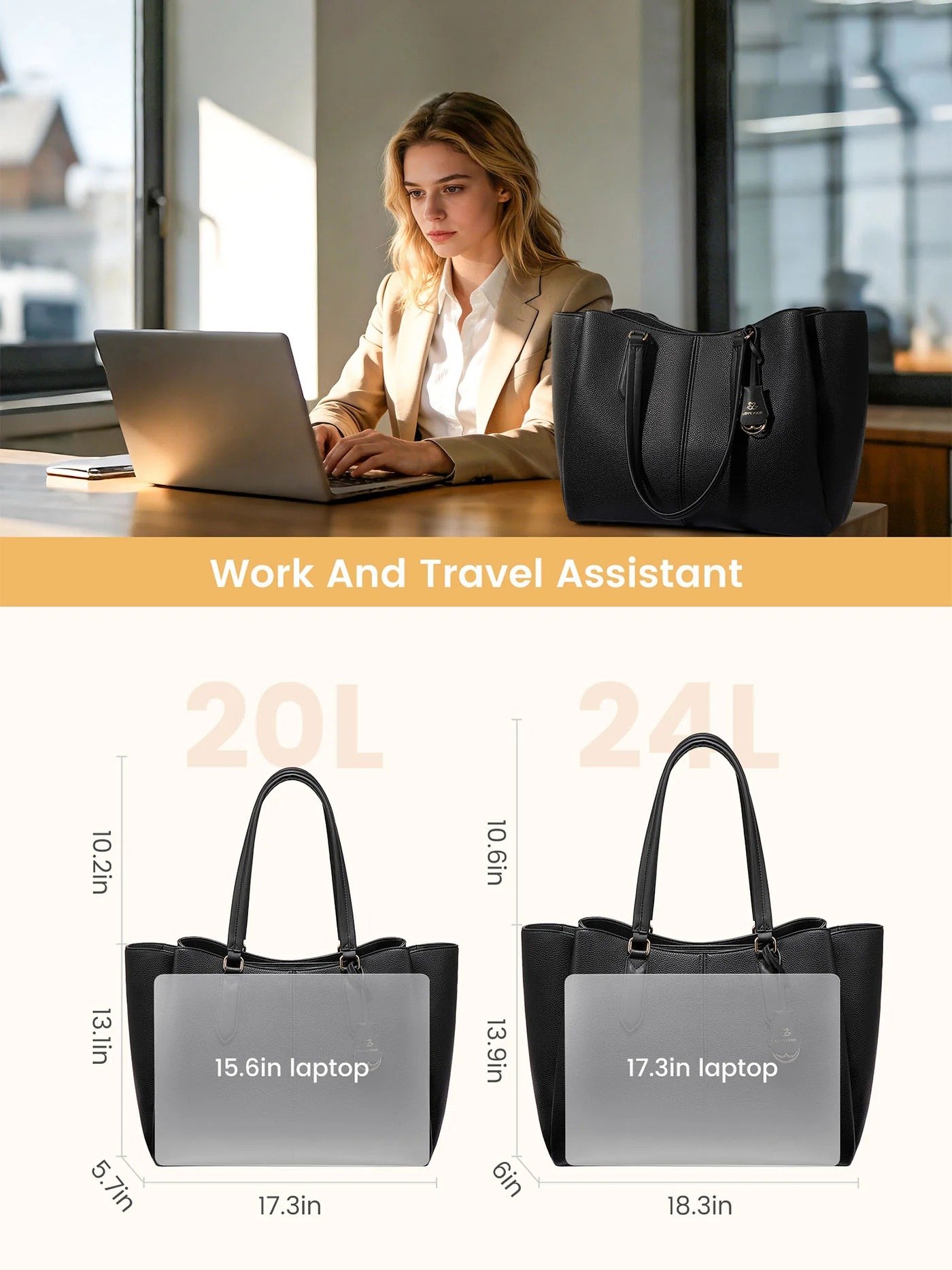 💼Laptop Tote Bag – Triple Compartments, Fits 15.6" & 17.3" Laptops🔥Buy 2 Free Shipping（Handcrafted with care）