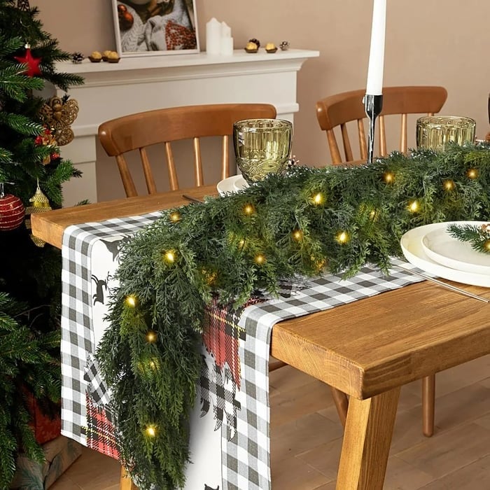 🎄 2-Pack 6ft Real Touch Artificial Cedar Garland | Lifelike Winter Pine Greenery for Christmas Mantle, Table & Wall Decor