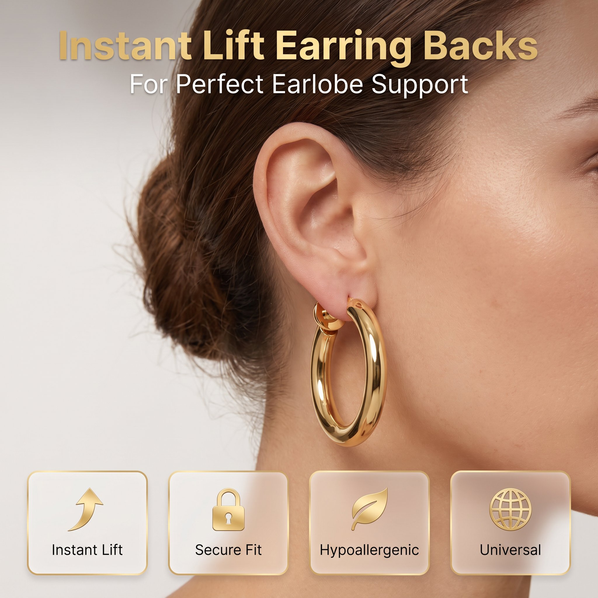 ✨ Lobe Lifters for Heavy Earrings | Weight-Distributing Earring Backs for Stretched & Droopy Earlobes | Instant Pulling Relief Today, Earlobe Protection for Every Future Wear