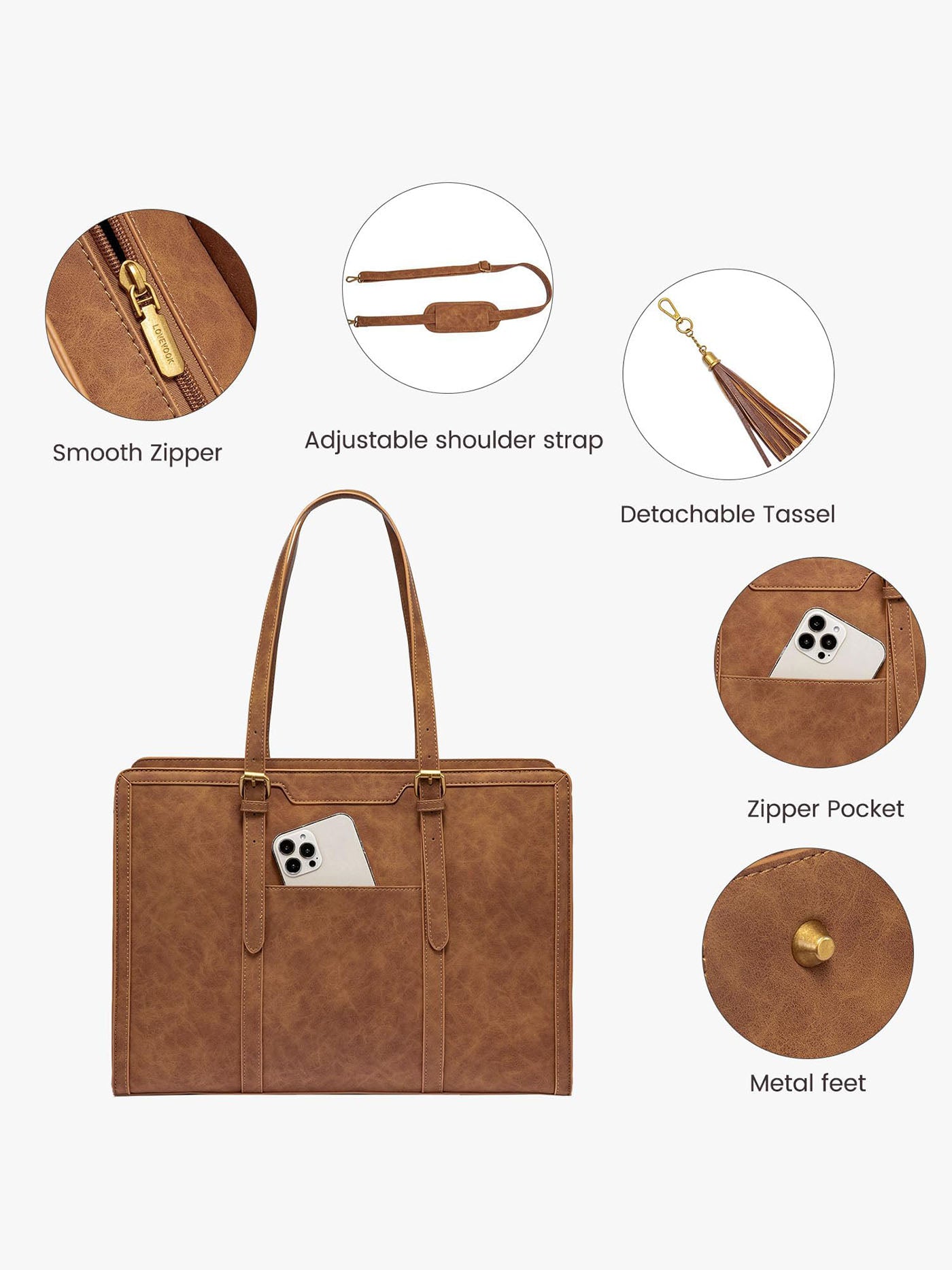 💼Vintage Embossed Leather Laptop Tote, 15.6" 17.3"Laptops🔥（Handcrafted with care）As an added bonus, this messenger bag comes with a clutch bag.