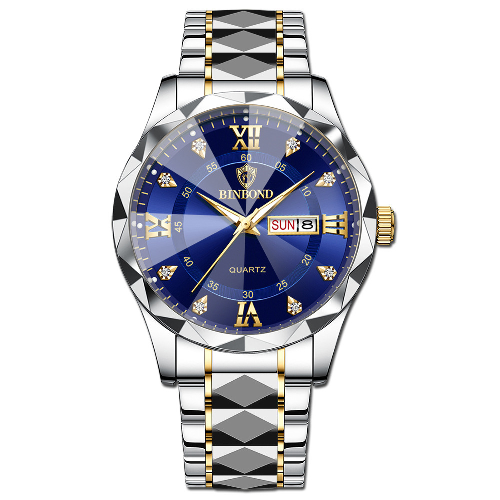 🔥LAST DAY 50% OFF---Men‘s Business Fashion Rhinestone Analog Quartz Watch | Stainless Steel 30M Waterproof with Calendar