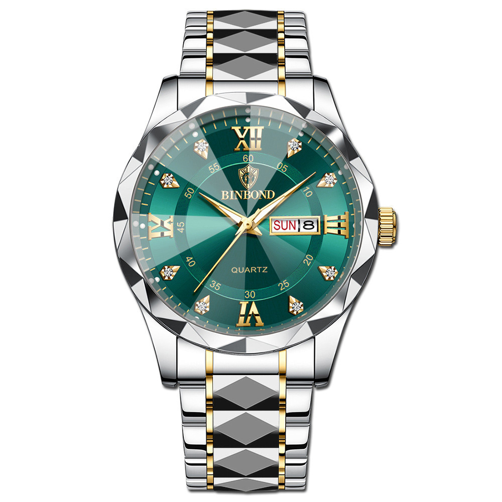 🔥LAST DAY 50% OFF---Men‘s Business Fashion Rhinestone Analog Quartz Watch | Stainless Steel 30M Waterproof with Calendar