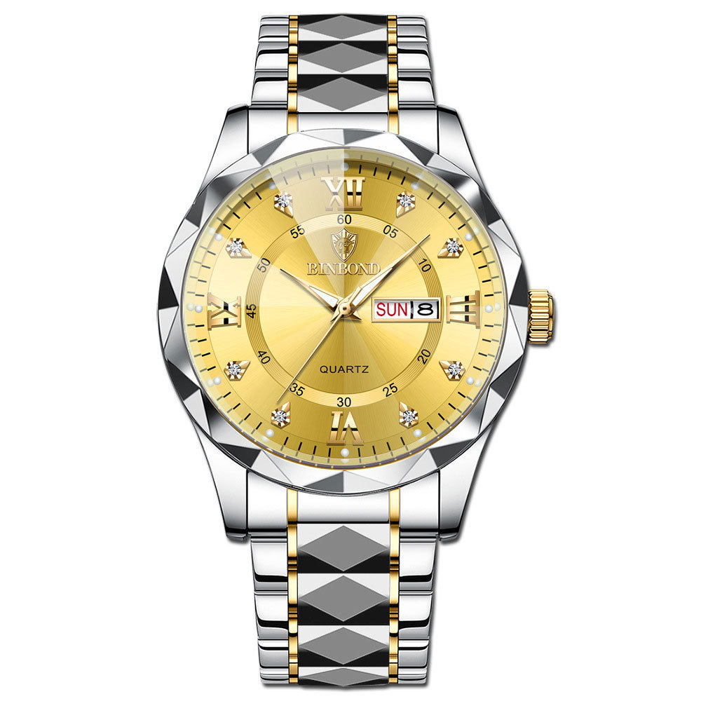 🔥LAST DAY 50% OFF---Men‘s Business Fashion Rhinestone Analog Quartz Watch | Stainless Steel 30M Waterproof with Calendar