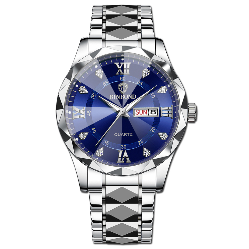 🔥LAST DAY 50% OFF---Men‘s Business Fashion Rhinestone Analog Quartz Watch | Stainless Steel 30M Waterproof with Calendar