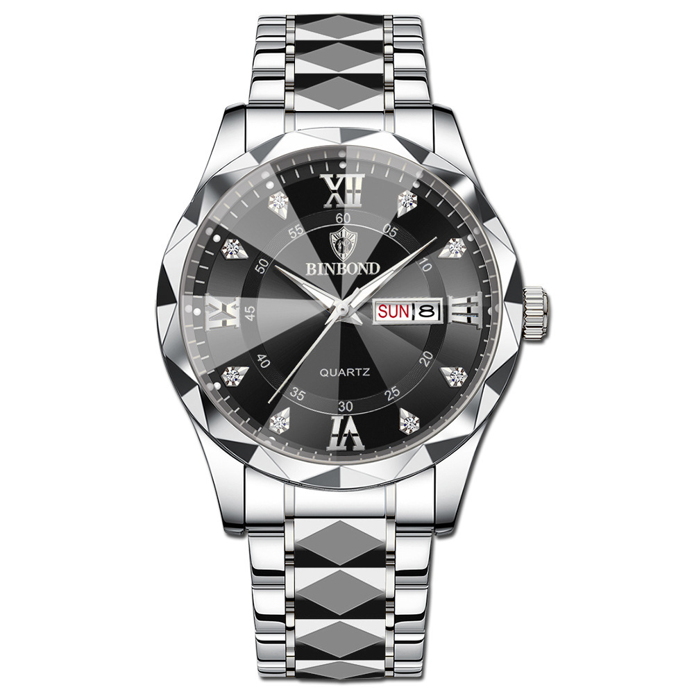 🔥LAST DAY 50% OFF---Men‘s Business Fashion Rhinestone Analog Quartz Watch | Stainless Steel 30M Waterproof with Calendar