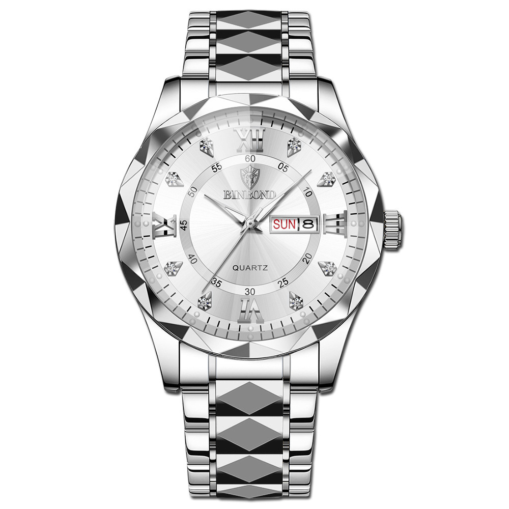🔥LAST DAY 50% OFF---Men‘s Business Fashion Rhinestone Analog Quartz Watch | Stainless Steel 30M Waterproof with Calendar