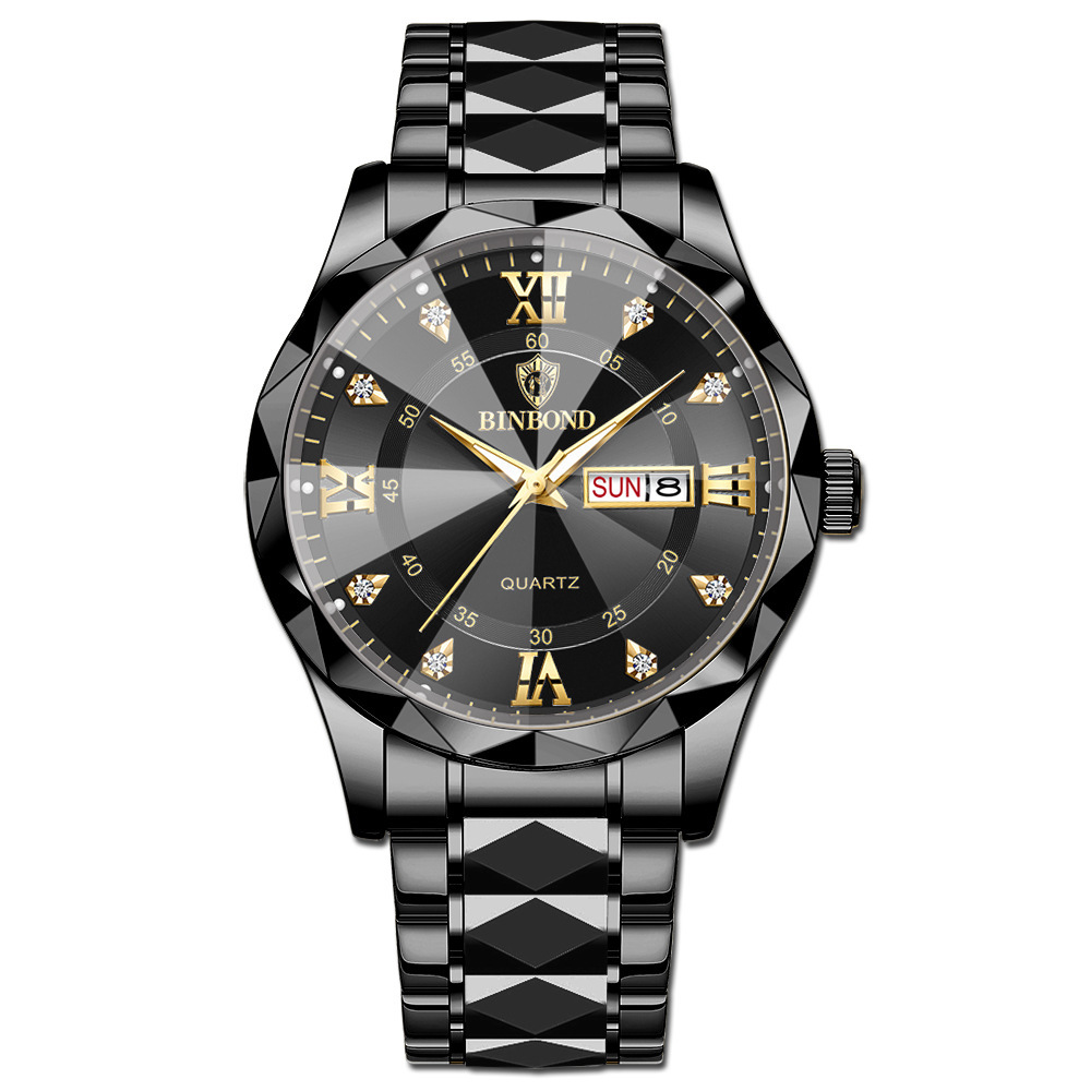 🔥LAST DAY 50% OFF---Men‘s Business Fashion Rhinestone Analog Quartz Watch | Stainless Steel 30M Waterproof with Calendar