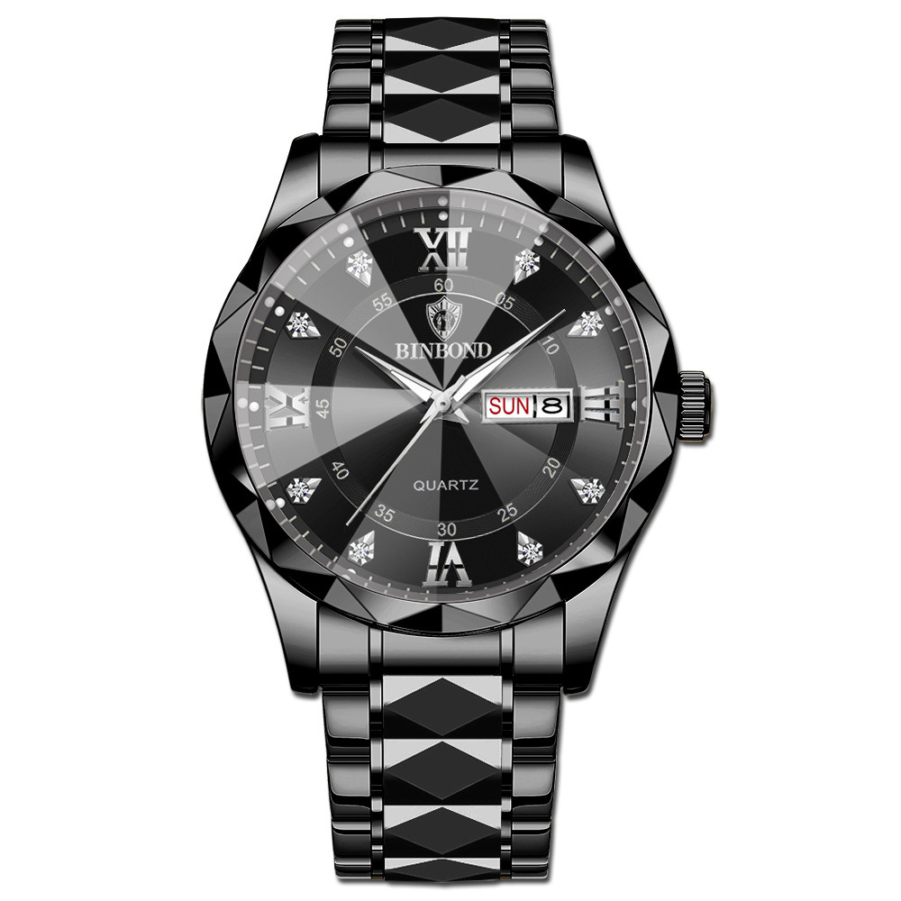 🔥LAST DAY 50% OFF---Men‘s Business Fashion Rhinestone Analog Quartz Watch | Stainless Steel 30M Waterproof with Calendar