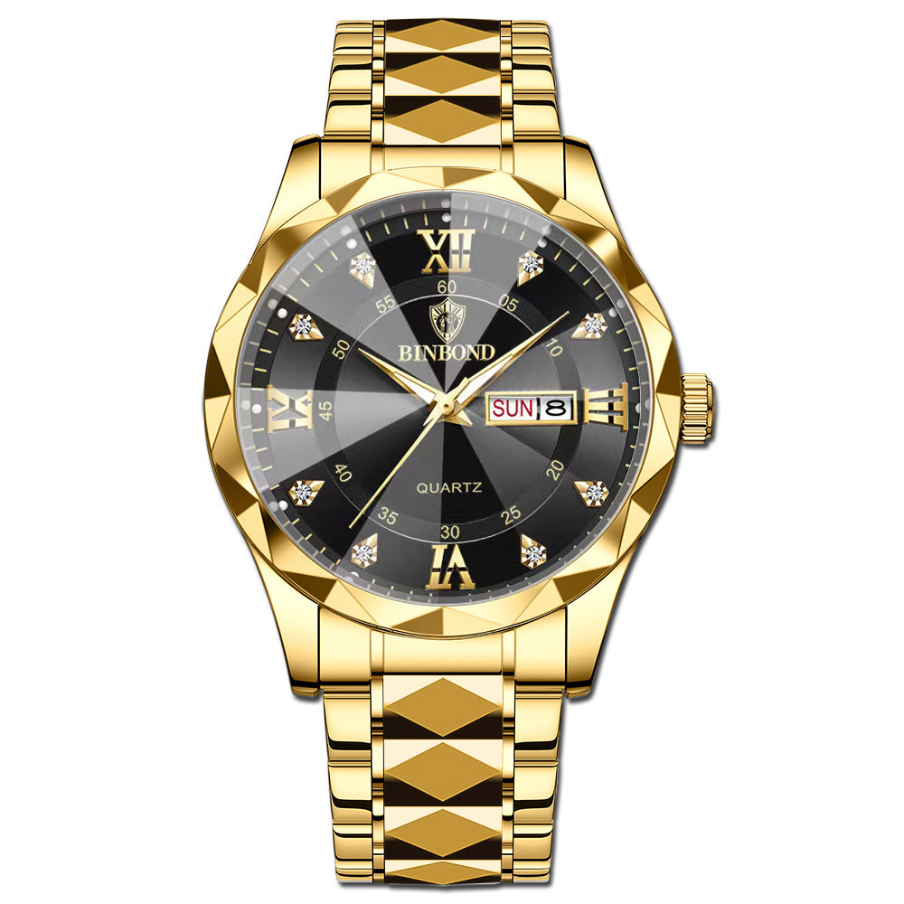 🔥LAST DAY 50% OFF---Men‘s Business Fashion Rhinestone Analog Quartz Watch | Stainless Steel 30M Waterproof with Calendar