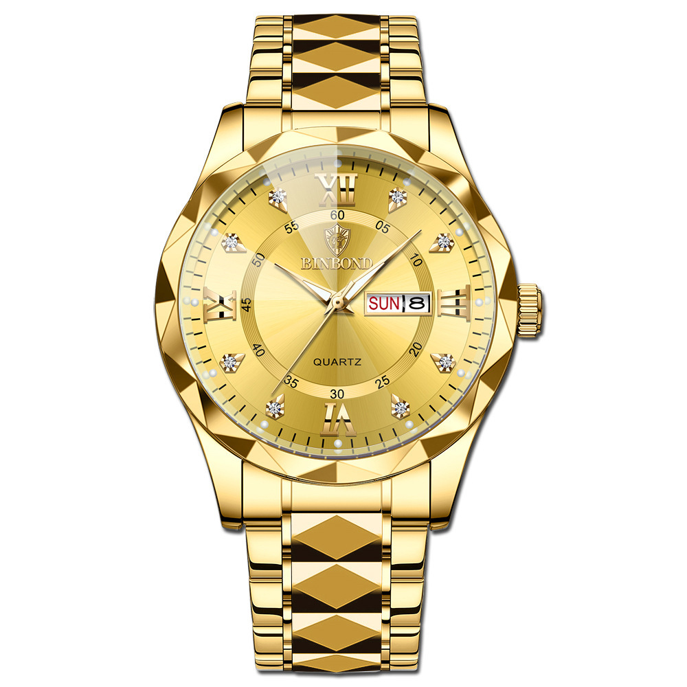 🔥LAST DAY 50% OFF---Men‘s Business Fashion Rhinestone Analog Quartz Watch | Stainless Steel 30M Waterproof with Calendar