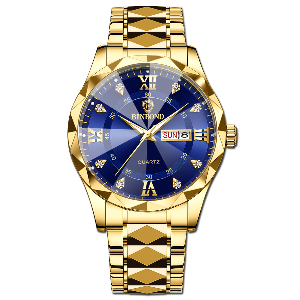 🔥LAST DAY 50% OFF---Men‘s Business Fashion Rhinestone Analog Quartz Watch | Stainless Steel 30M Waterproof with Calendar