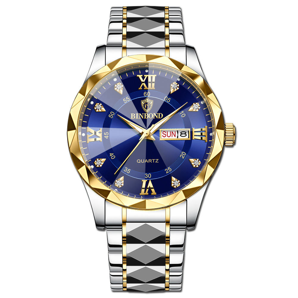 🔥LAST DAY 50% OFF---Men‘s Business Fashion Rhinestone Analog Quartz Watch | Stainless Steel 30M Waterproof with Calendar