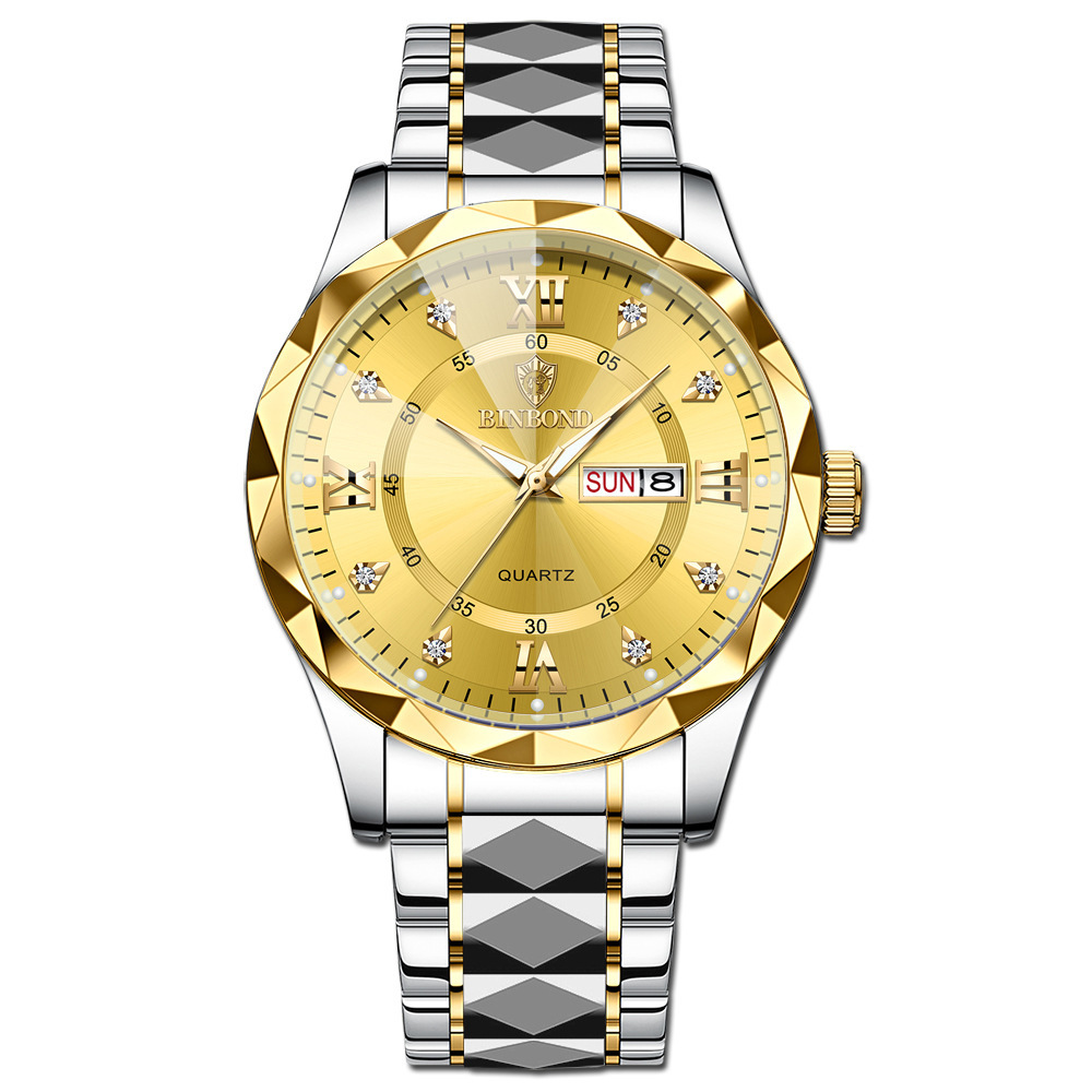 🔥LAST DAY 50% OFF---Men‘s Business Fashion Rhinestone Analog Quartz Watch | Stainless Steel 30M Waterproof with Calendar