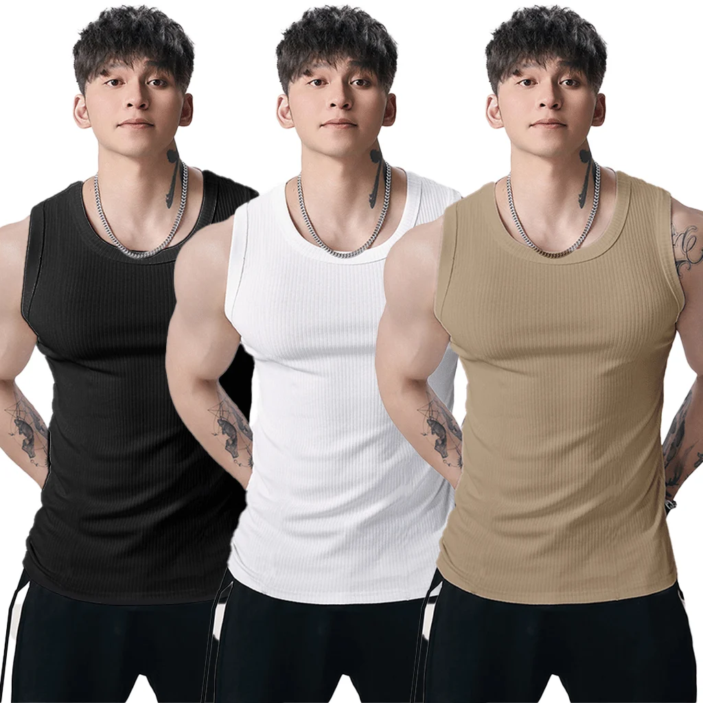 🔥Men's  Wide Strap Ribbed Tank Top