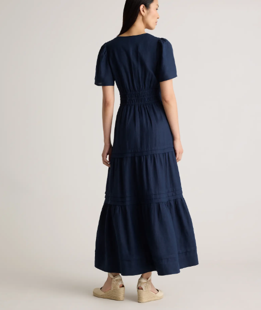 Vestido largo escalonado 100% lino europeo