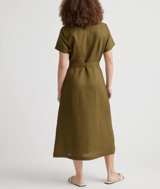 Vestido 100% lino europeo con botones en la parte delantera