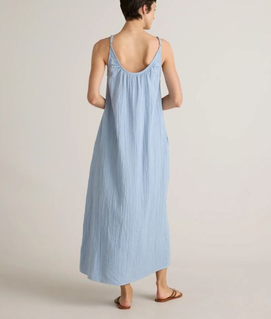 Vestido largo sin mangas de gasa de algodón 100% orgánico
