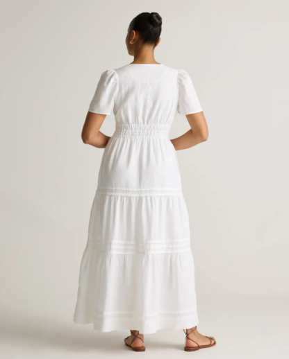 Vestido largo escalonado 100% lino europeo