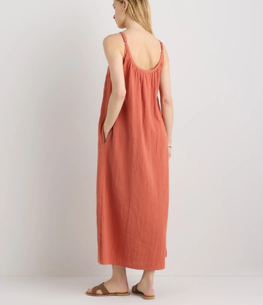 Vestido largo sin mangas de gasa de algodón 100% orgánico