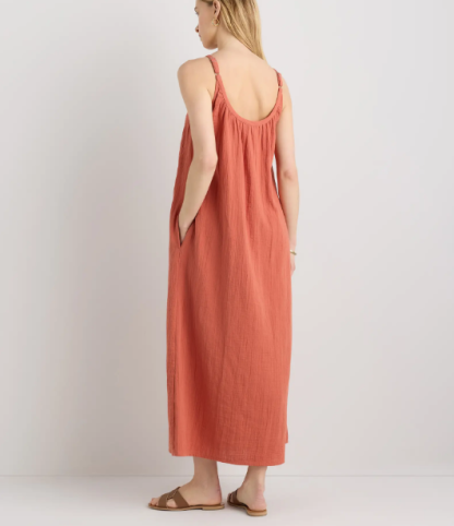 Vestido largo sin mangas de gasa de algodón 100% orgánico