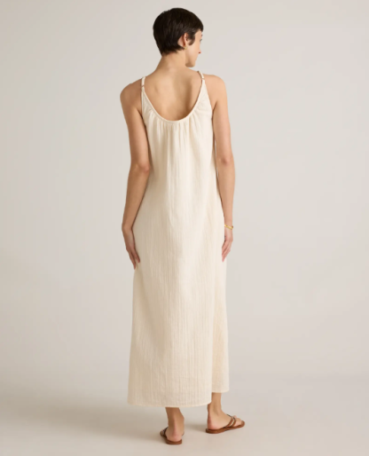 Vestido largo sin mangas de gasa de algodón 100% orgánico