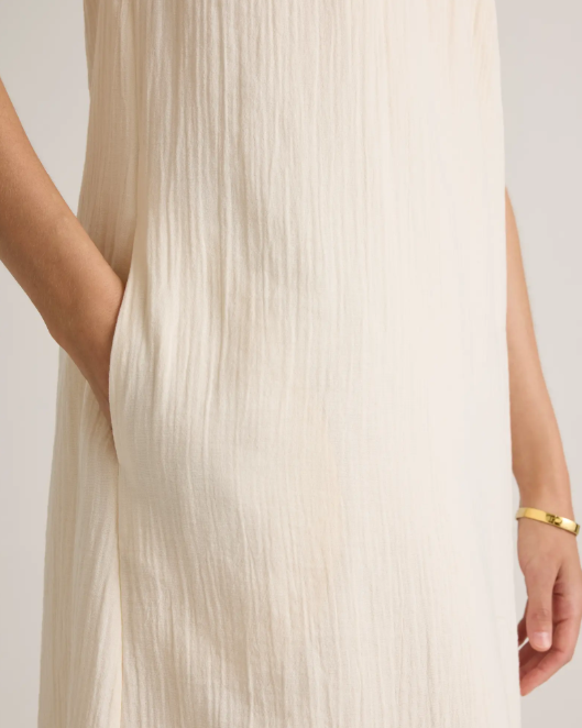 Vestido largo sin mangas de gasa de algodón 100% orgánico