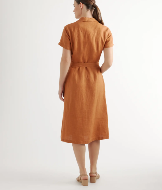 Vestido 100% lino europeo con botones en la parte delantera