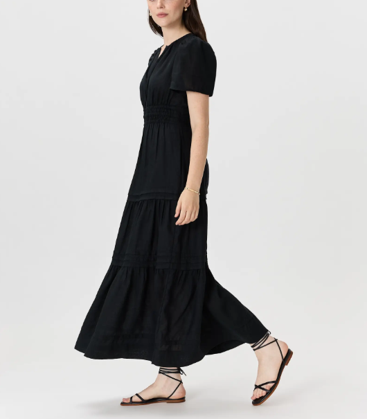 Vestido largo escalonado 100% lino europeo