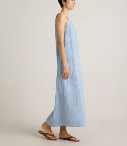 Vestido largo sin mangas de gasa de algodón 100% orgánico