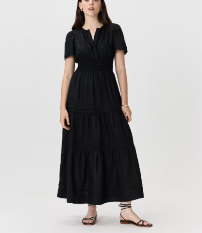 Vestido largo escalonado 100% lino europeo