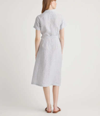 Vestido 100% lino europeo con botones en la parte delantera