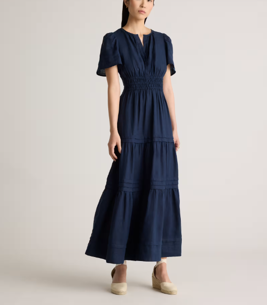 Vestido largo escalonado 100% lino europeo