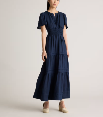 Vestido largo escalonado 100% lino europeo