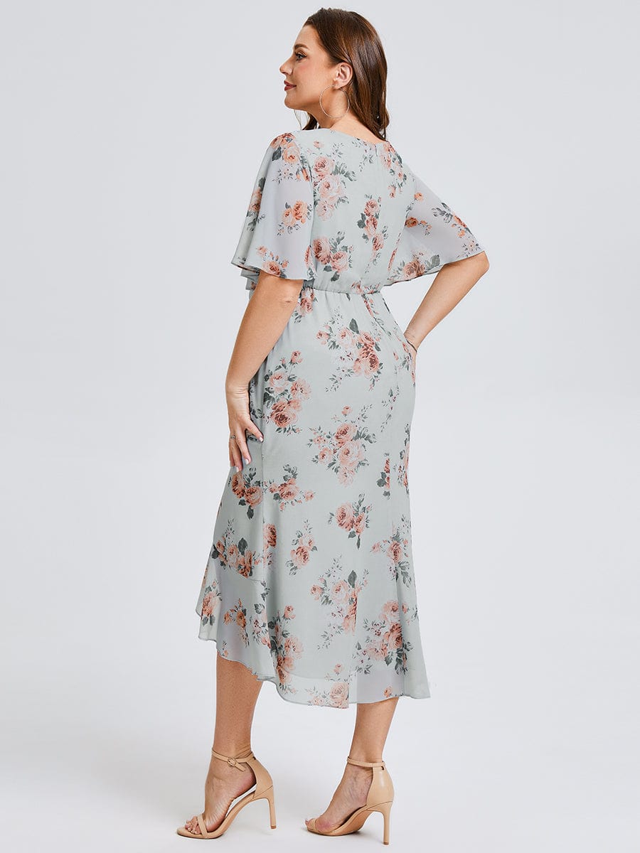 Vestido de gasa de sirena floral de talla grande