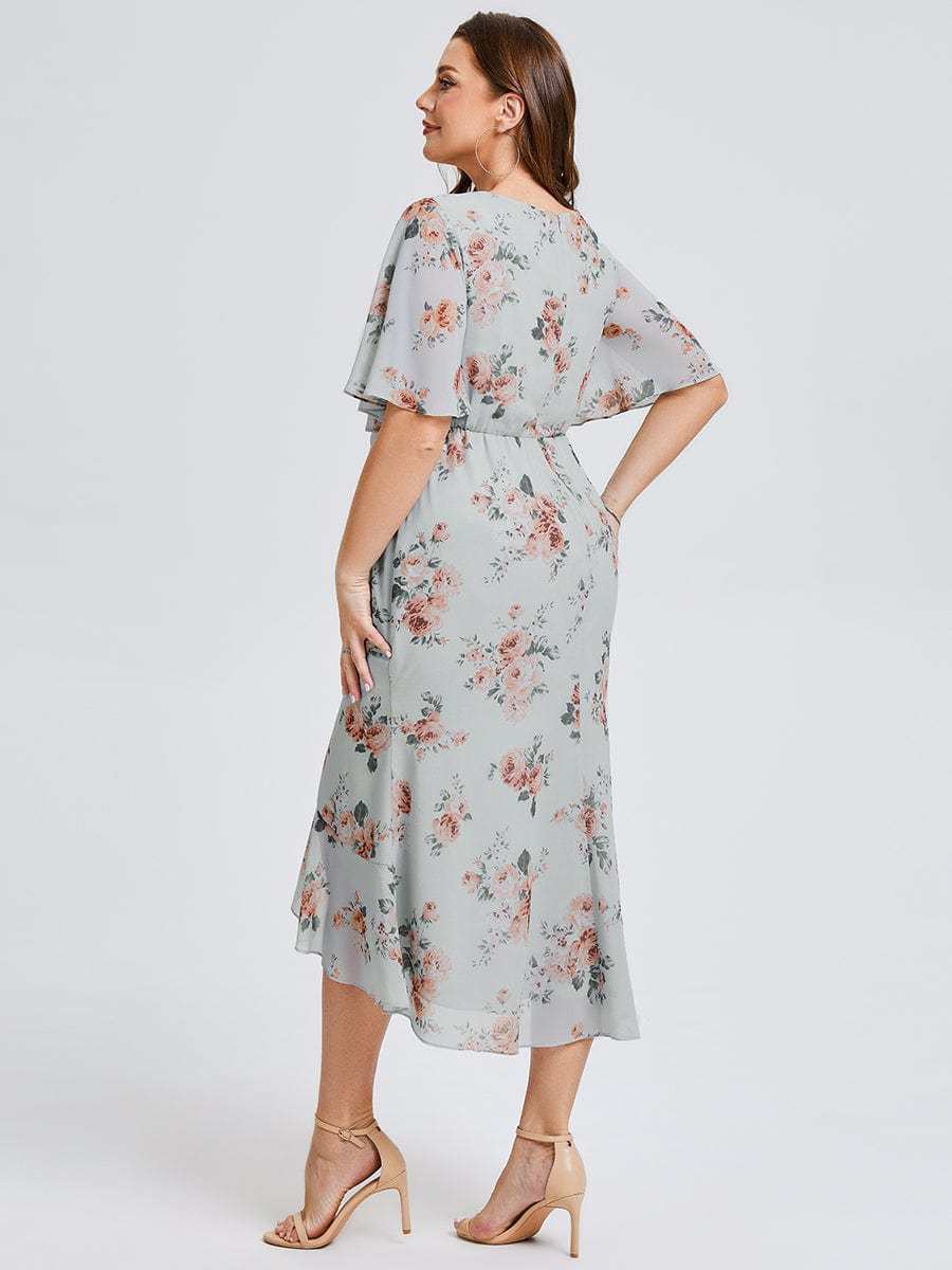 Vestido de gasa de sirena floral de talla grande