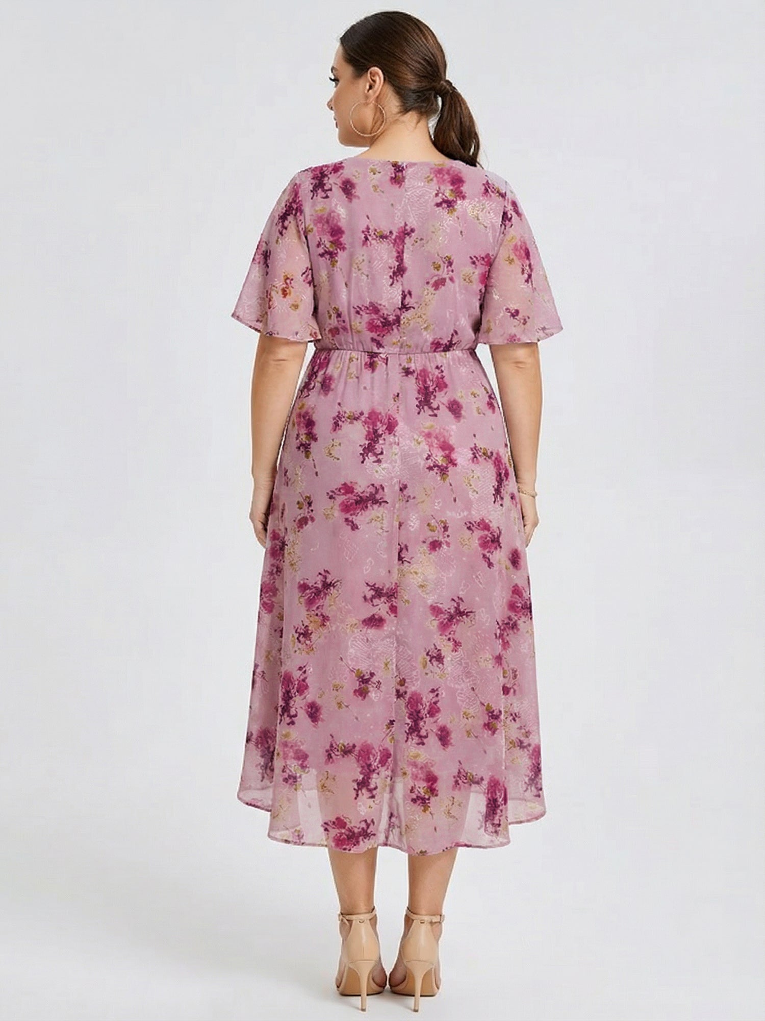 Vestido de gasa de sirena floral de talla grande