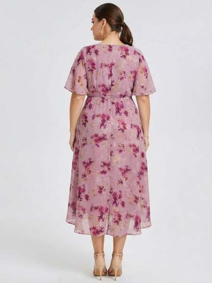 Vestido de gasa de sirena floral de talla grande