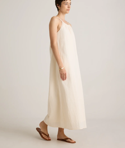 Vestido largo sin mangas de gasa de algodón 100% orgánico