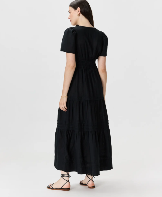 Vestido largo escalonado 100% lino europeo