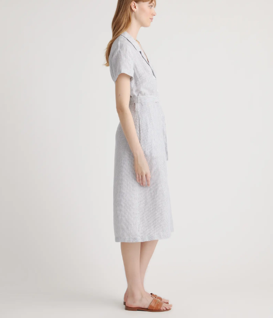 Vestido 100% lino europeo con botones en la parte delantera